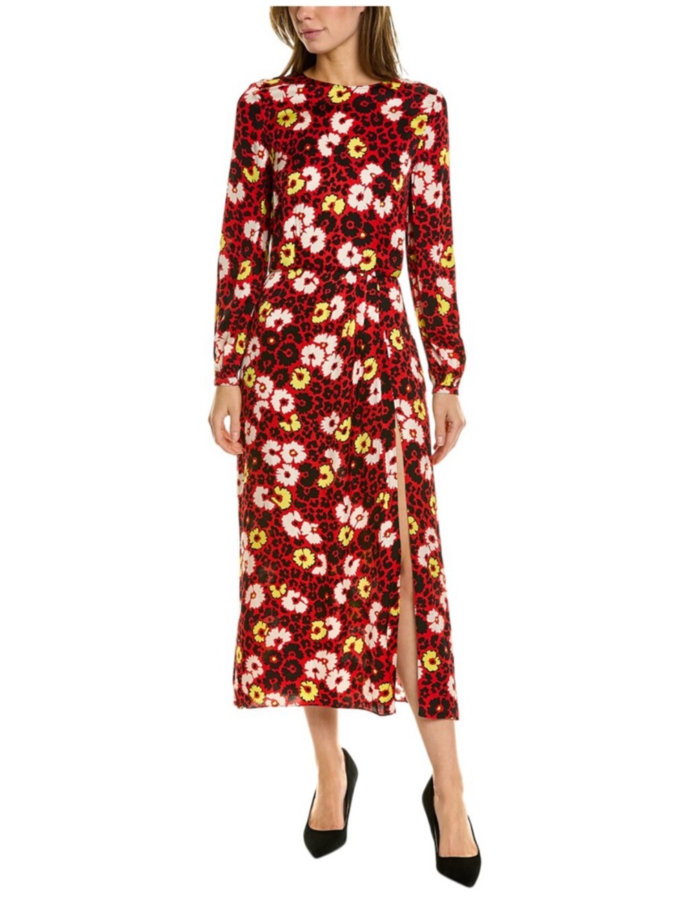 The Kooples Viscose Long sleeve open back midi dress with slit size 0